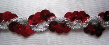 Paillettenband rot-silber